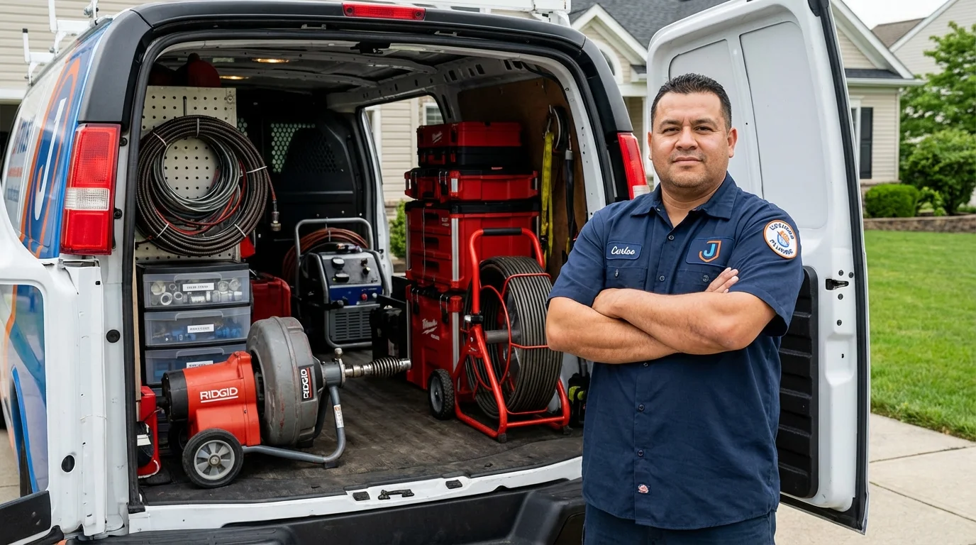 Professional drain cleaning equipment and Johns Plumbing LLC plumber in West Chester