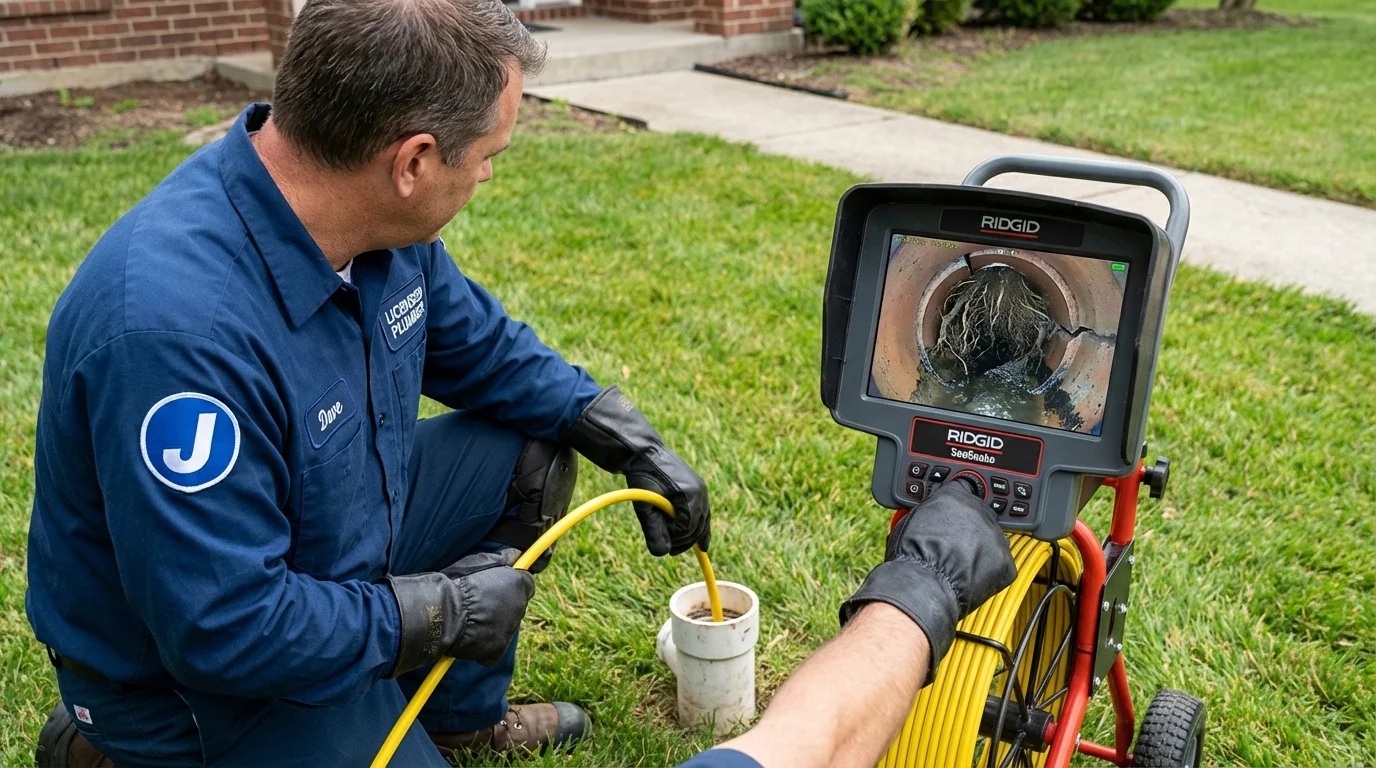 Sewer camera inspection being performed by Johns Plumbing LLC in West Chester